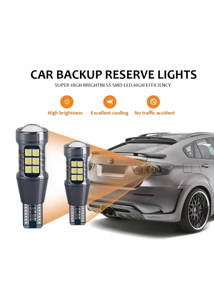 

Автомобильные светодиодные фонари заднего хода T15 с высокой яркостью, декодирующие, без ошибок, суперяркие, стробоскопические, универсальные, 2 шт.