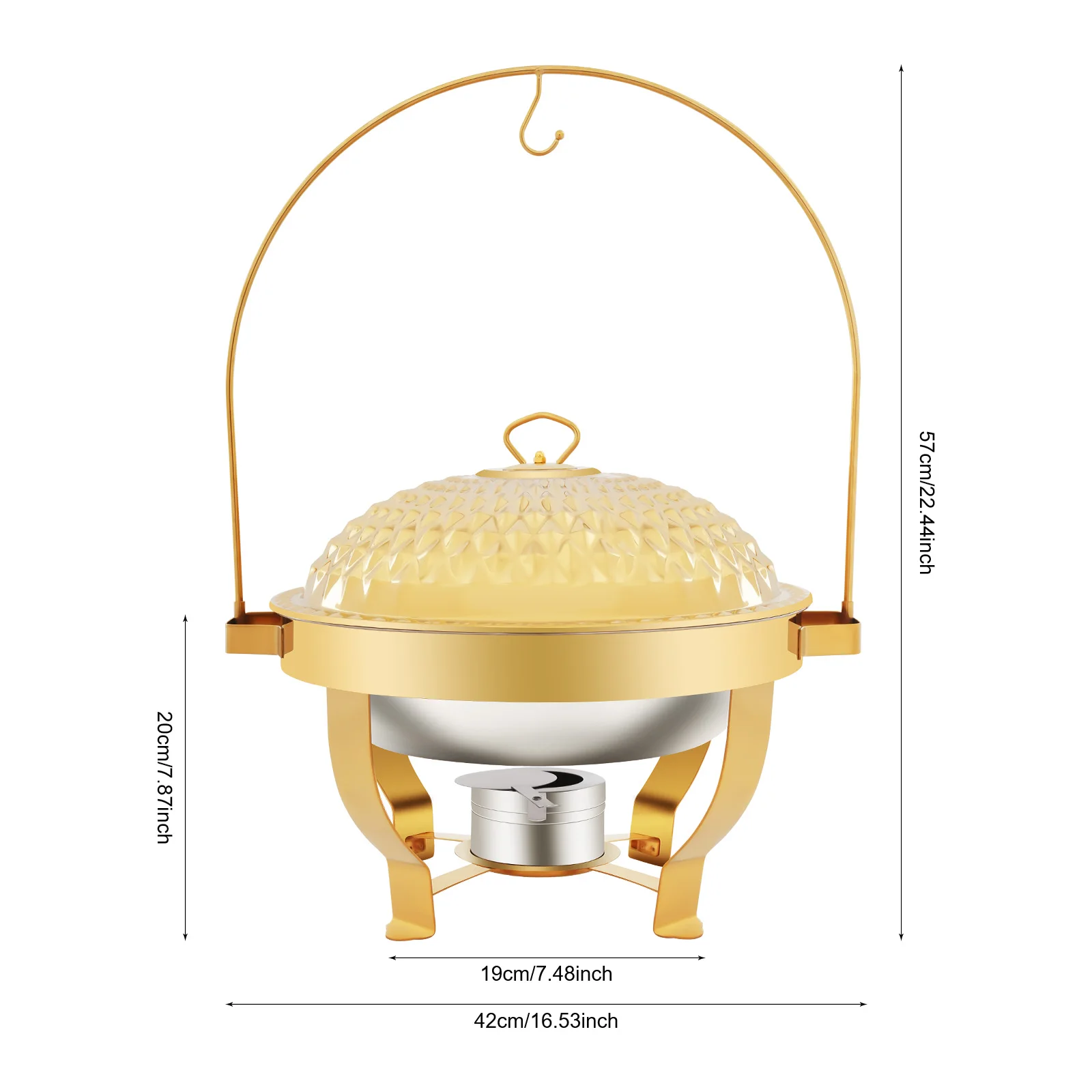 

6L/6.3QT Hanging Lid Dining Stove, Diamond Hanging Lid Stove Freestanding for Weddings, Buffet Restaurants, Snack Bars, Banquets