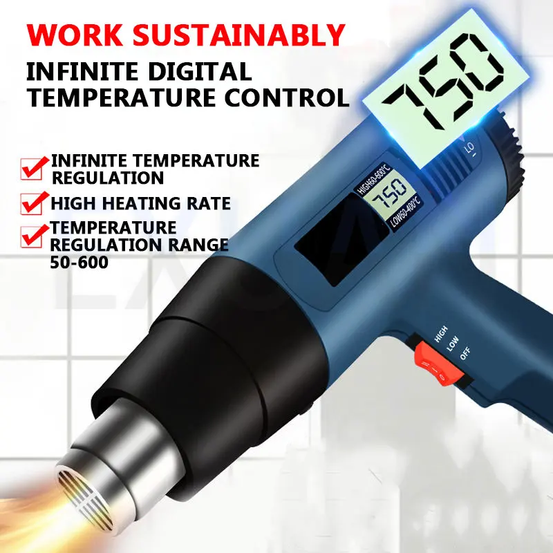 

Промышленный пистолет горячего воздуха, небольшой пистолет для выпечки, пленка, портативный автомобильный пистолет для выпечки, цифровой дисплей, электронный ремонт, вентилятор для термоусадочной пленки