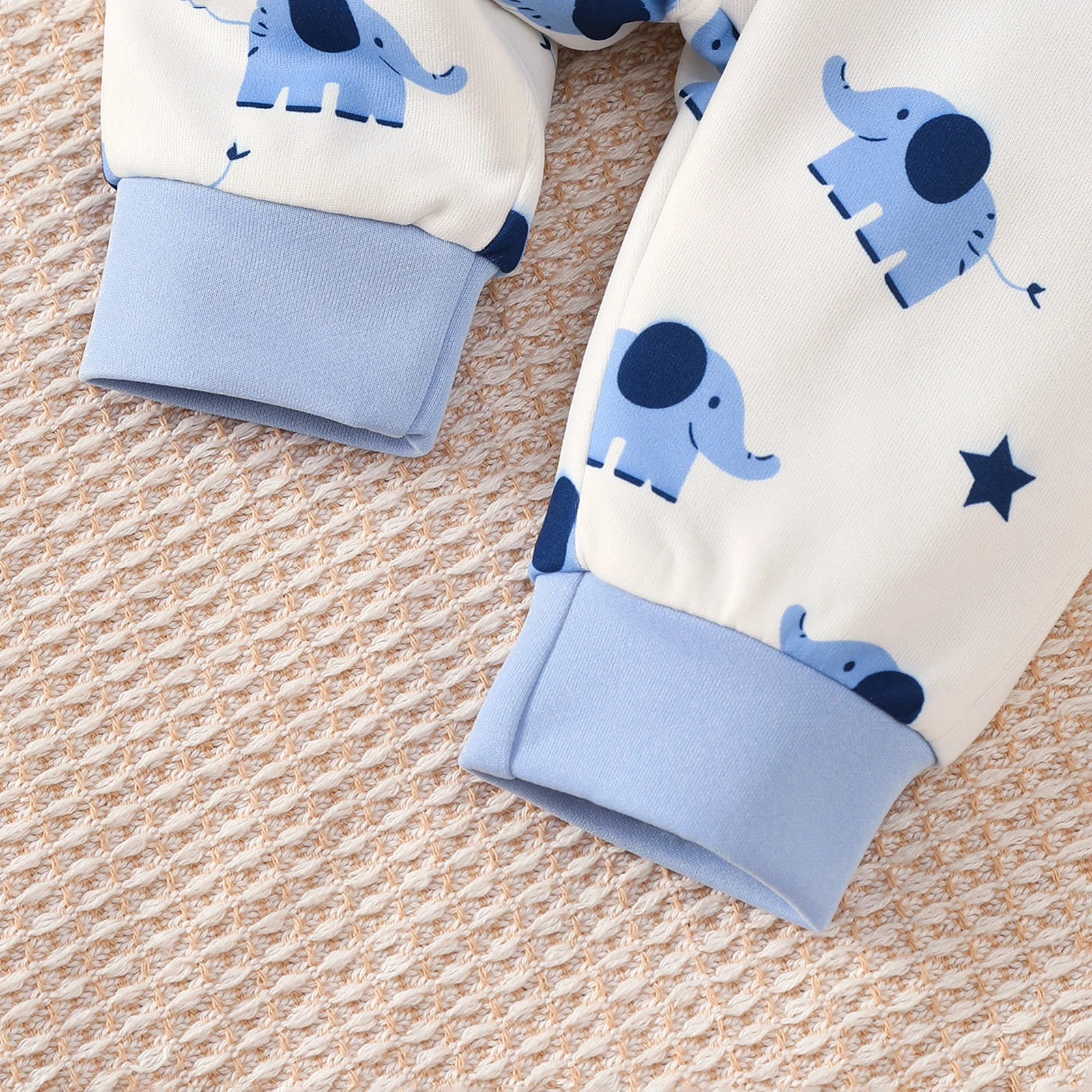 Baby-Jungen-Set, einfarbig, niedlicher kleiner Elefant, Body + Hose + Mütze, 3-teilig, geeignet für 0-12 Monate, Neugeborenen-Baby-Jungen-Alltagsanzug – Detail 6