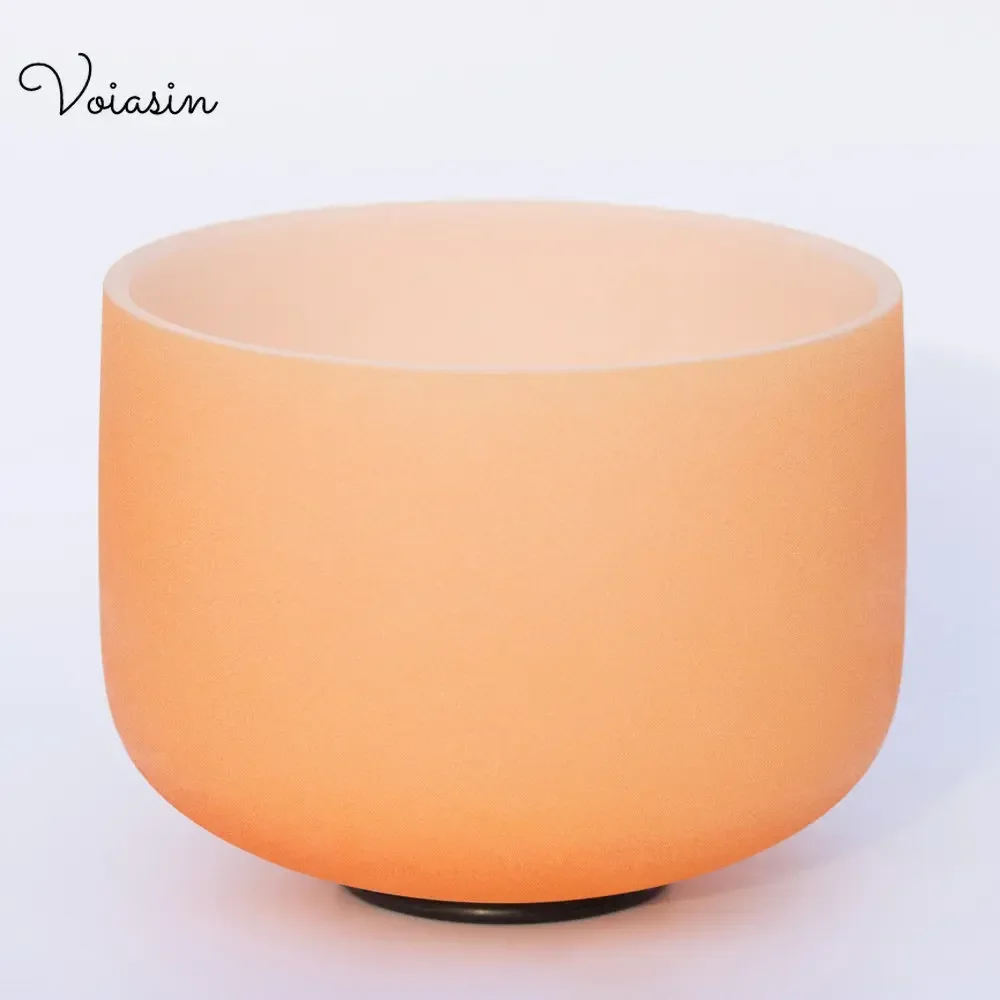 Orange Color 8-12inch Pure Quartz Frosted Crystal Singing Bowl Profession Relaxing Sounds Meditation Musical Instruments Set