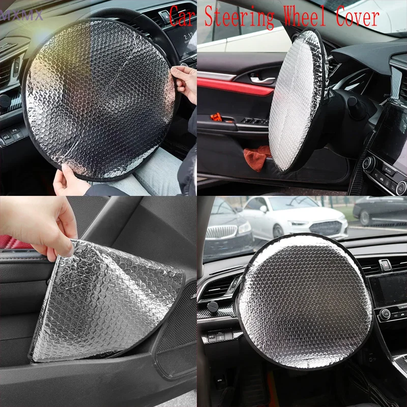 

40cm Thicken Aluminum Foil Car Steering Wheel Cover Foldable Anti-UV Car Steering Wheel Sun Shade Auto Supplies