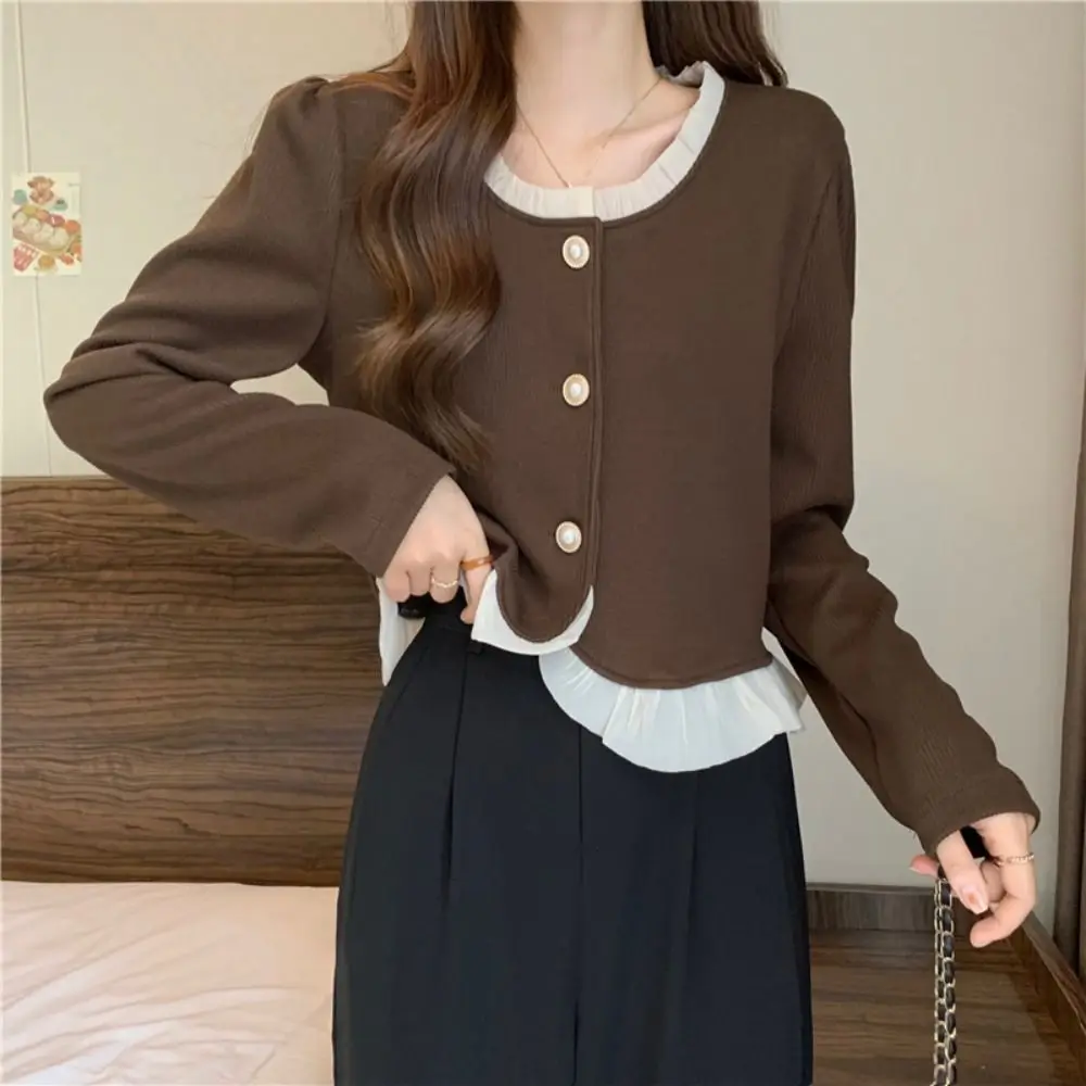 Maglioni femminili in pizzo solido Autunno Primavera Maglieria dolce allentata Top da donna Cappotti corti slim stile preppy Streetwear