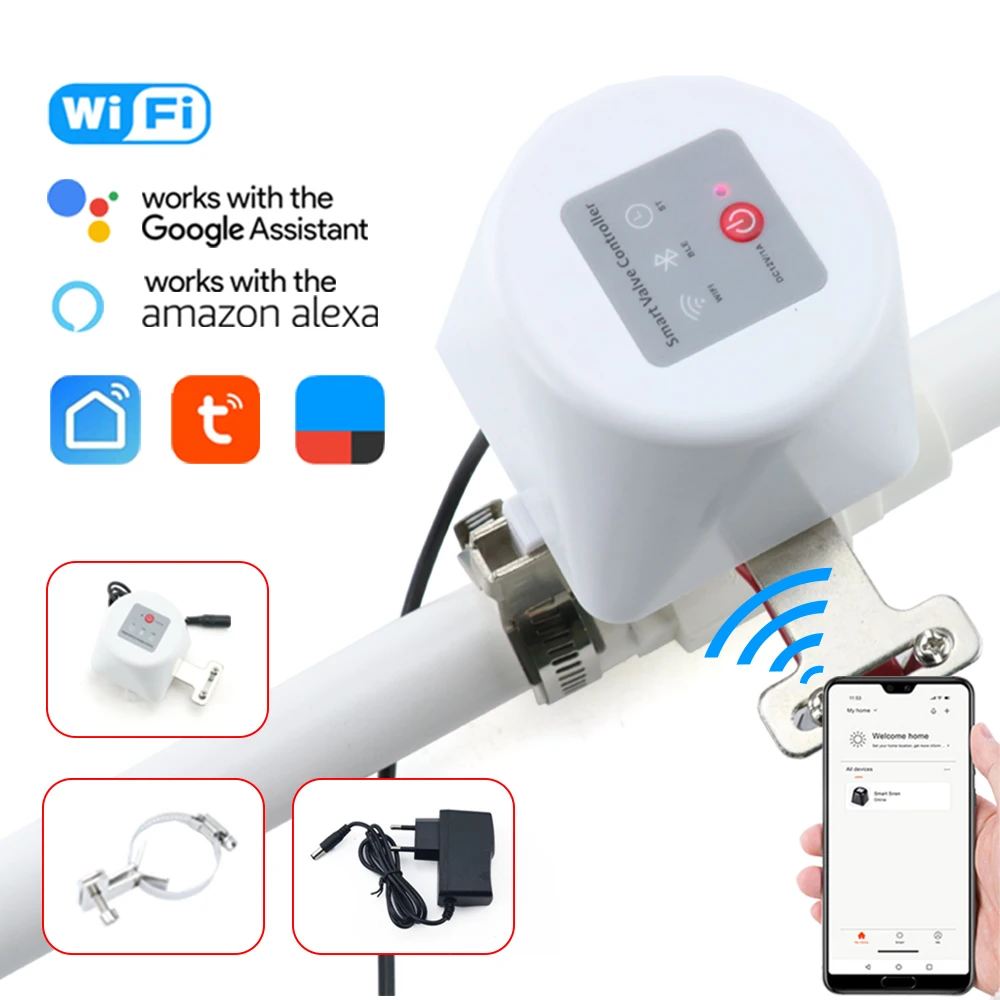 Tuya WiFi Water Valve Gas Shutoff  Ball Valve Timer Garden Smart Faucet Controller Support Alexa Google Assistant SmartLife