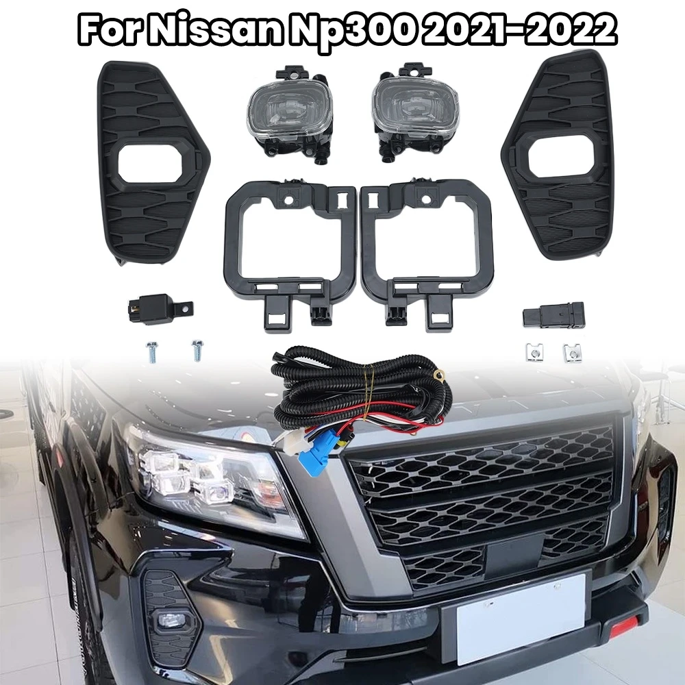 

Светодиодные противотуманные фары для Nissan Navara NP300 Frontier 2020 2021 2022, противотуманная фара, крышка противотуманной фары, комплект проводки, лампа дальнего света