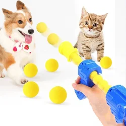 Cat Toys Launch Training Interactive Shooter Gun Teaser Plush Ball Pet Creative Games Stretch Mini Pompoms Kittens Supplies