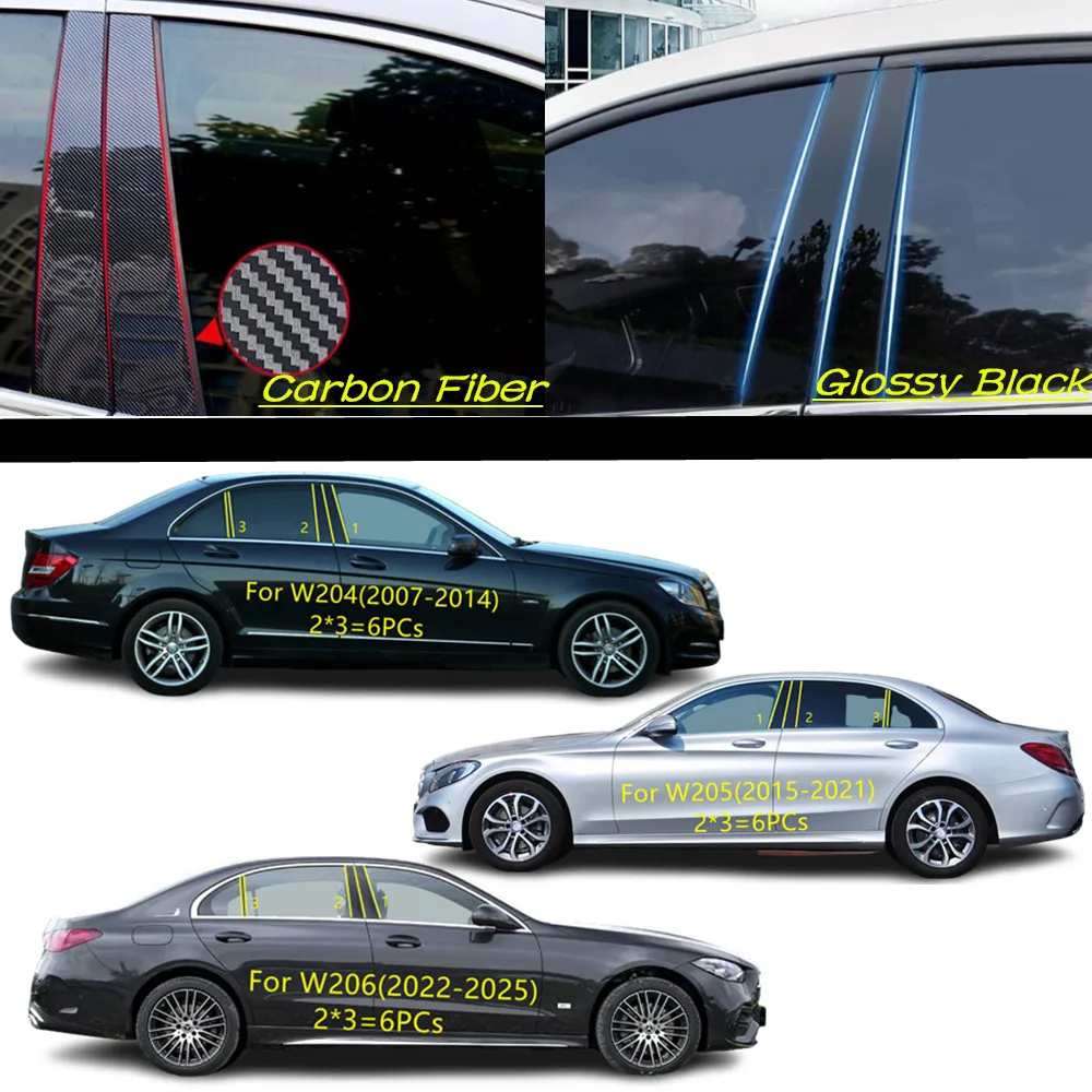 

PC Material Pillar Post Cover Door Trim Window Molding Sticker Accessories For Mercedes Benz C-Class W204 W205 W206 2007-2025