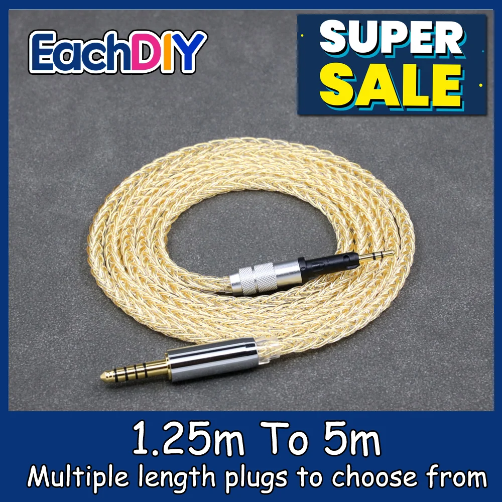 

8 Core 99% 7n Pure Silver 24k Gold Plated Earphone Cable For Sennheiser HD6 HD7 HD8 MIX DJ HD595 LN008795