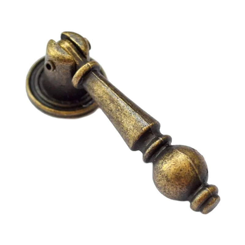 Maniglie per cassetti in bronzo maniglie Decorative Vintage tirante a foro singolo in rame retrò per mobili armadio comò di piccole dimensioni