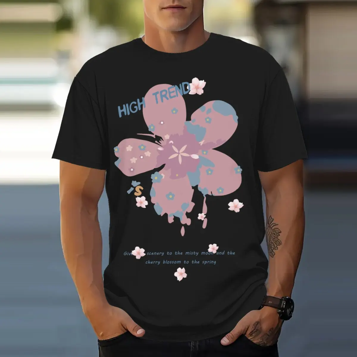 

Pink cherry blossoms T-shirts men women casual t-shirts unisex streetwear