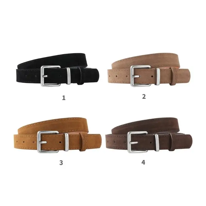 

R1WE Женский регулируемый замшевый ремень с пряжками, мягкая текстура и комфорт. Модный аксессуар разных цветов.