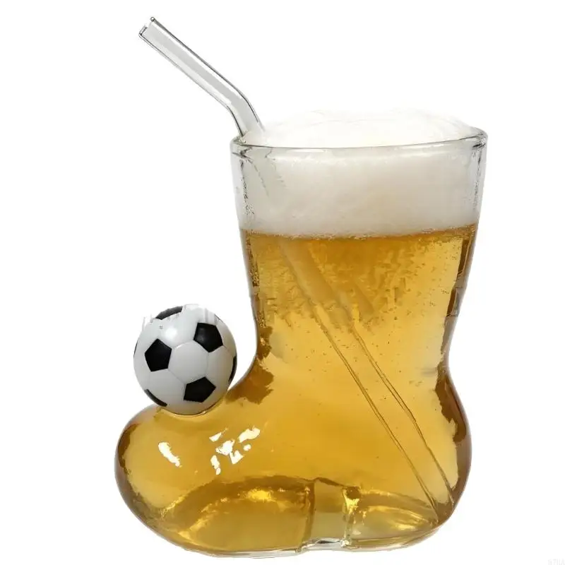Clear Glass Soccer Party Cup with Boot 400ml Novelty Beer Glass for Celebration Tables, Fan Gatherings, and Toasts 87HA