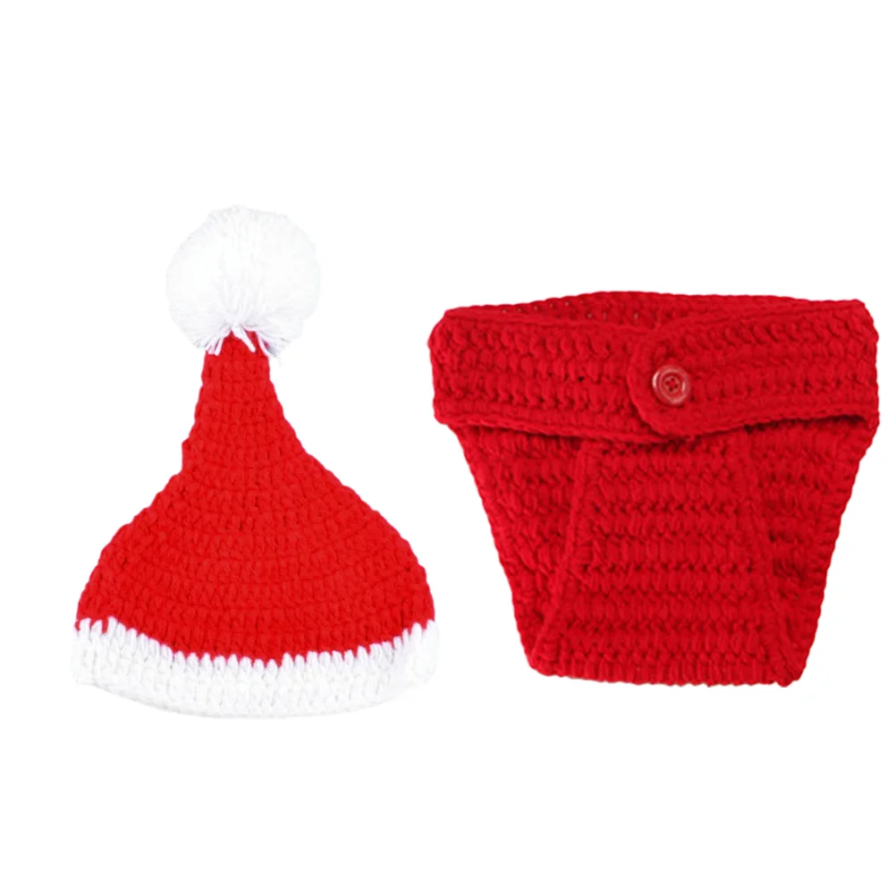 2 Pcs Christmas Photography Kit Newborn Props Baby Knitted Clothes Clothing Set Knitting Costume Xmas Outfits