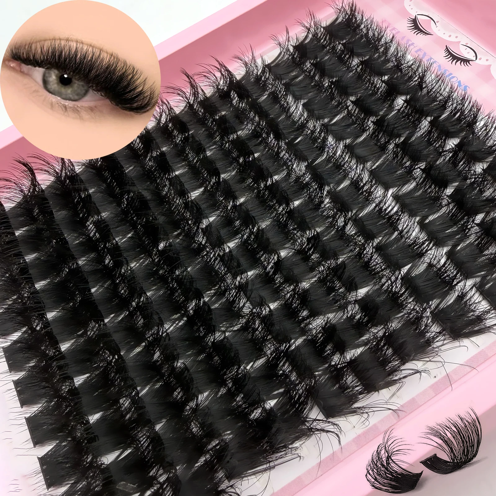 DIY LashExtension Cluster 100D 8D Fluffy 0.07mm D Curl 14-24mm Mixed Individual Eyelashes Easy To Apply For Beginners MakeupTool