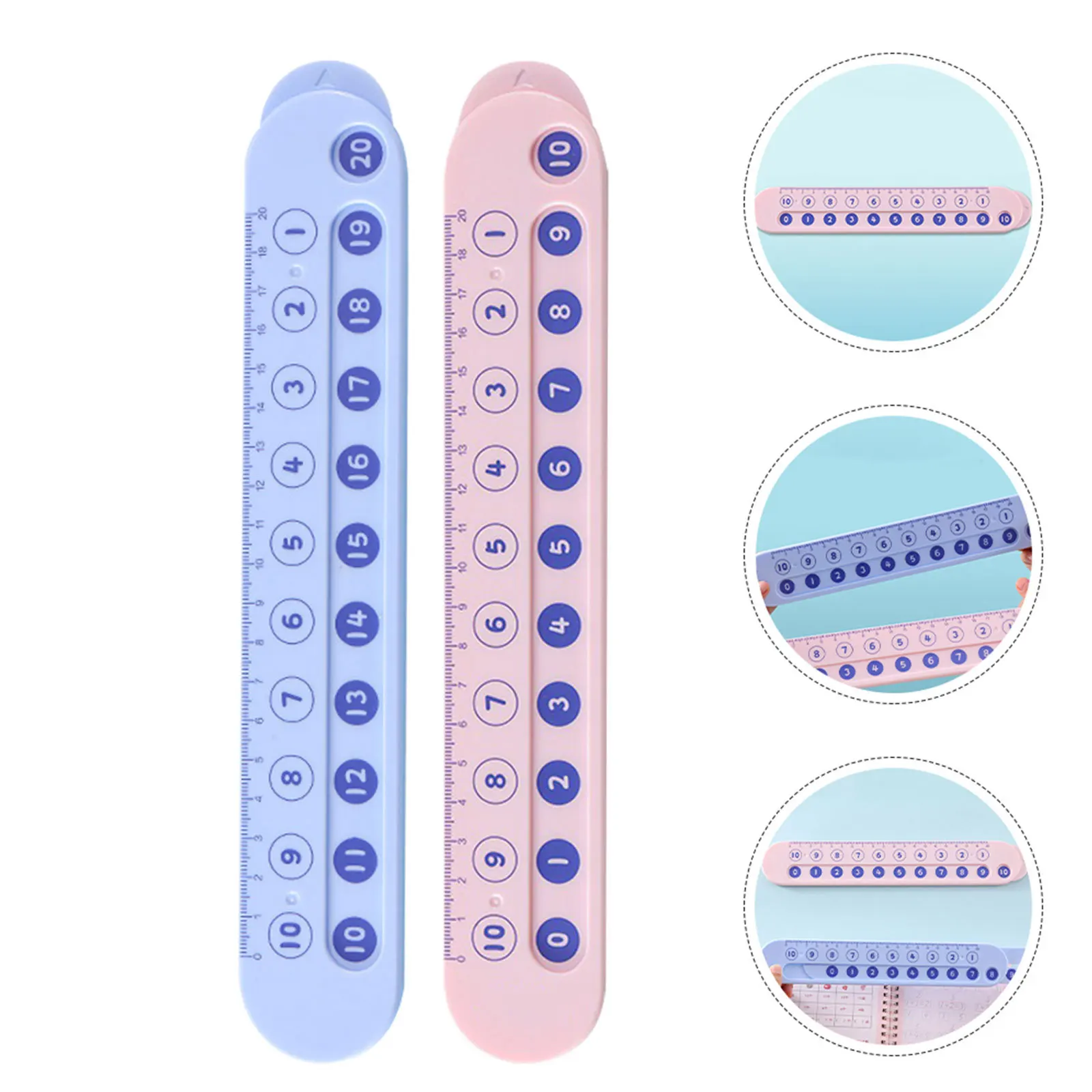 

2Pcs Kids Math Tool Arithmetic Teaching Ruler Educational Number Ruler for Interactive Learning Classroom Math Training Aid