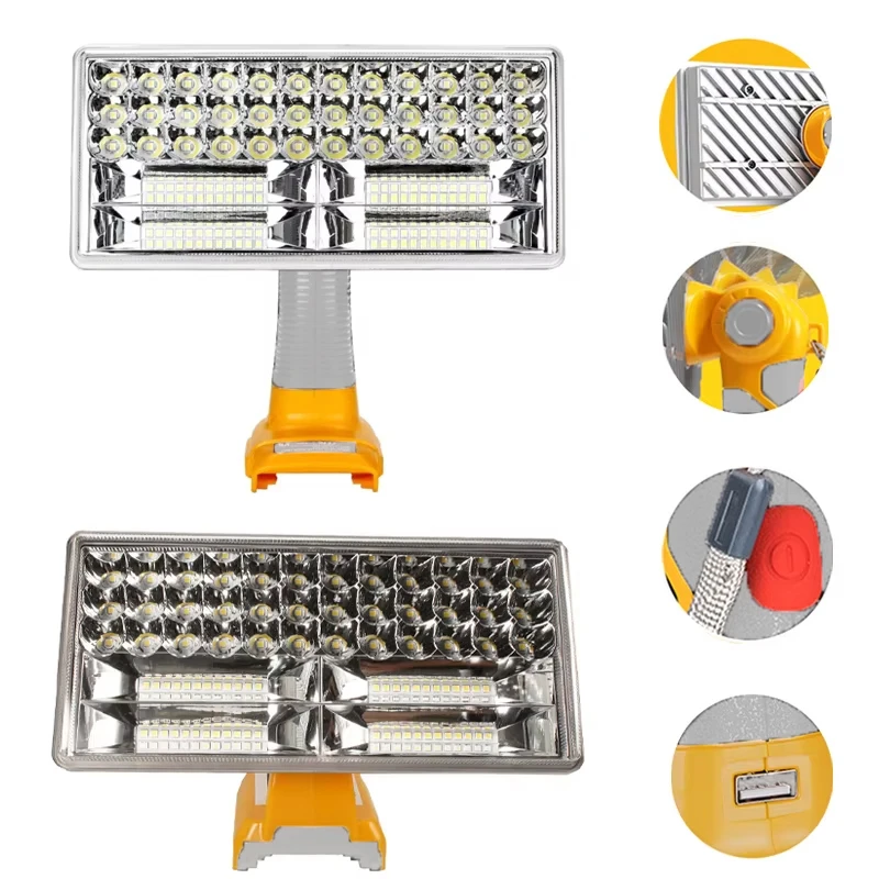 

Новая светодиодная лампа 40 Вт, 9 дюймов, USB, для литиевых аккумуляторов Dewalt 14.4В, 18В, 20В, уличная рабочая лампа, беспроводной прожектор/фонарь