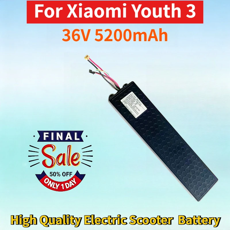 

New 36V 5200mAh Lithium-ion Rechargeable Battery for Xiaomi Youth 3 Battery High Quality Electric Scooter Replacement Battery