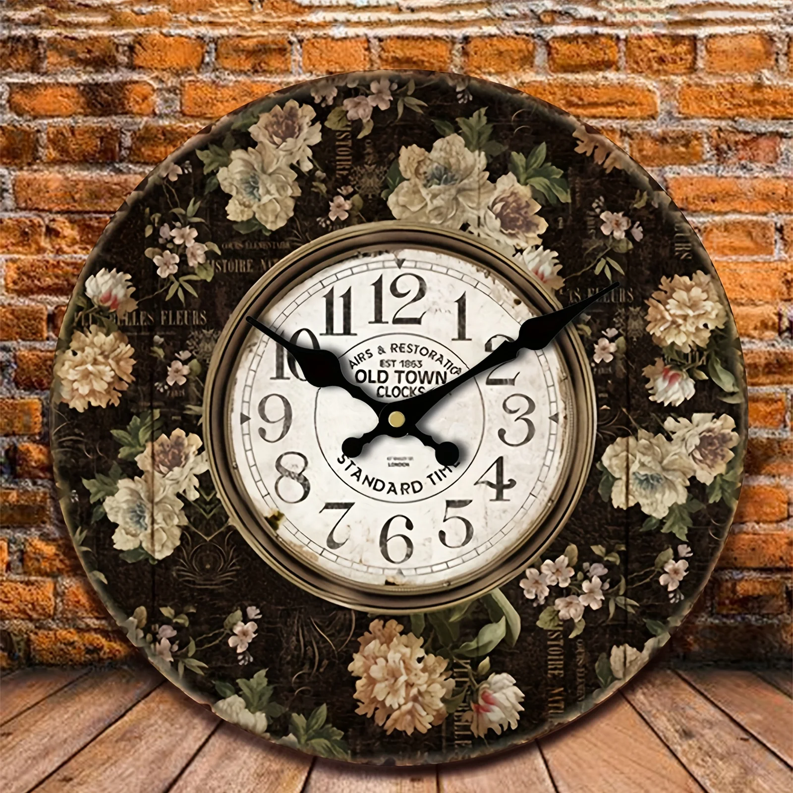 

1pc Retro and Mysterious Floral Patterns Adorn The Wall Clock AA Battery (not Included) Clocks Wall Home Decor