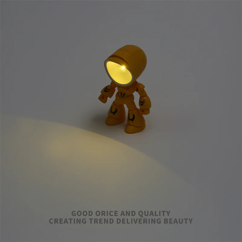 11 cm rotante LED illuminato robot figura ornamento da scrivania decorazione desktop creativa mini luce notturna regalo per ufficio casa camera da letto