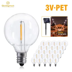 G40 LED Light Bulb E12 Base PET Plastic Filament Lamps 3V 1W Warm White Globe Ball Replacement Led Bulb For Solar String Light