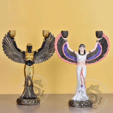 이집트 이시스 생명의 신 동상 모델 캔들 홀더 이집트 여행 소장품 홈 인테리어 수지 수공예품 기념품
