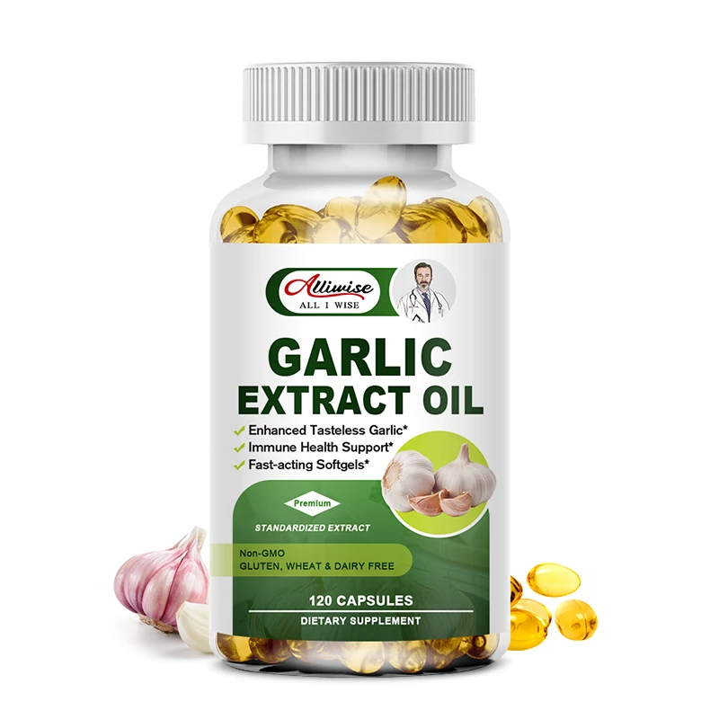 

Alliwise Organic Garlic Capsules 5000Mg for Lowering Cholesterol Boosts Immunity Improves Cardiovascular Odorless Health Diet