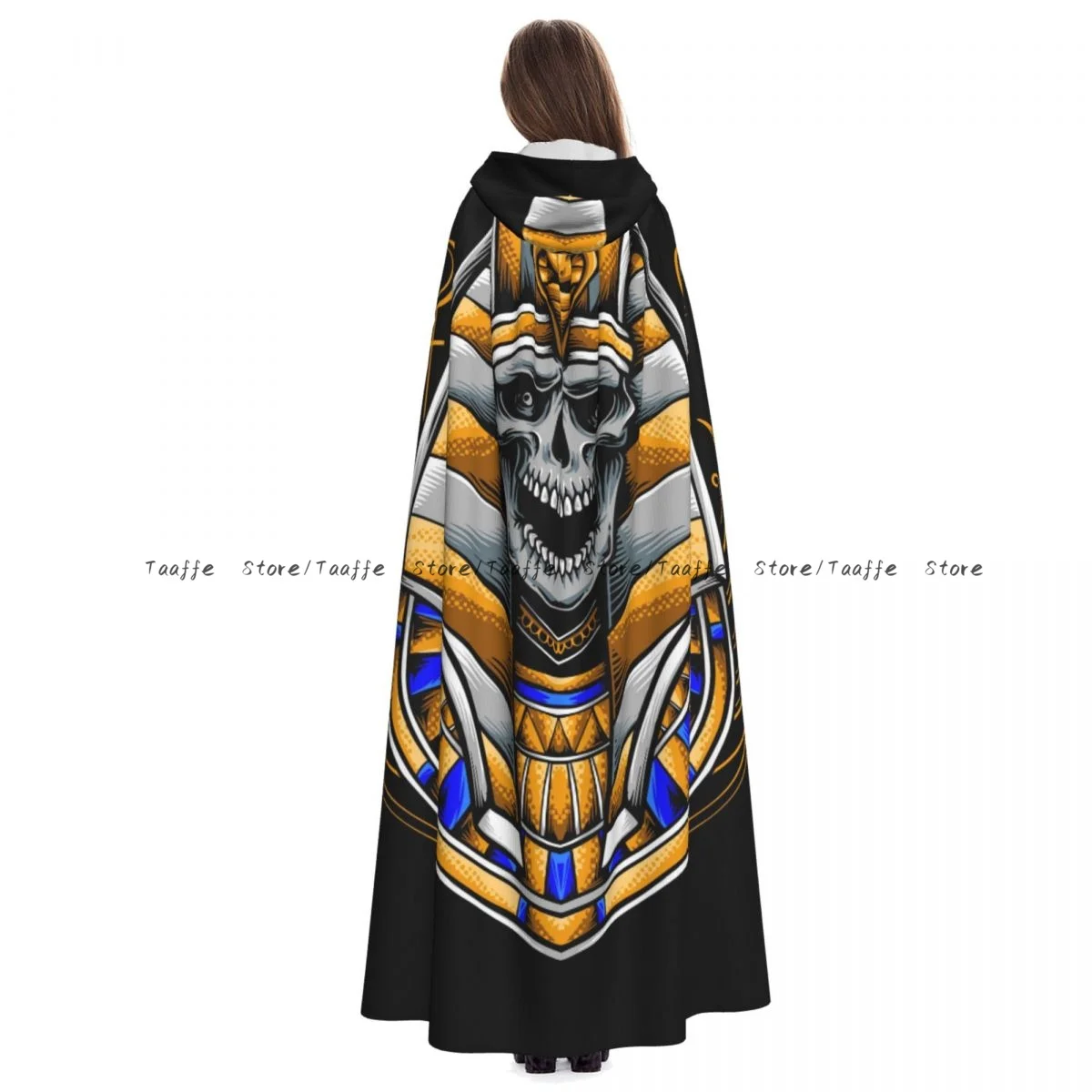 Skull Anubis Egypt Witch Cloak Halloween Cosplay Costume Adult Unisex Cloak Retro Ages Cape