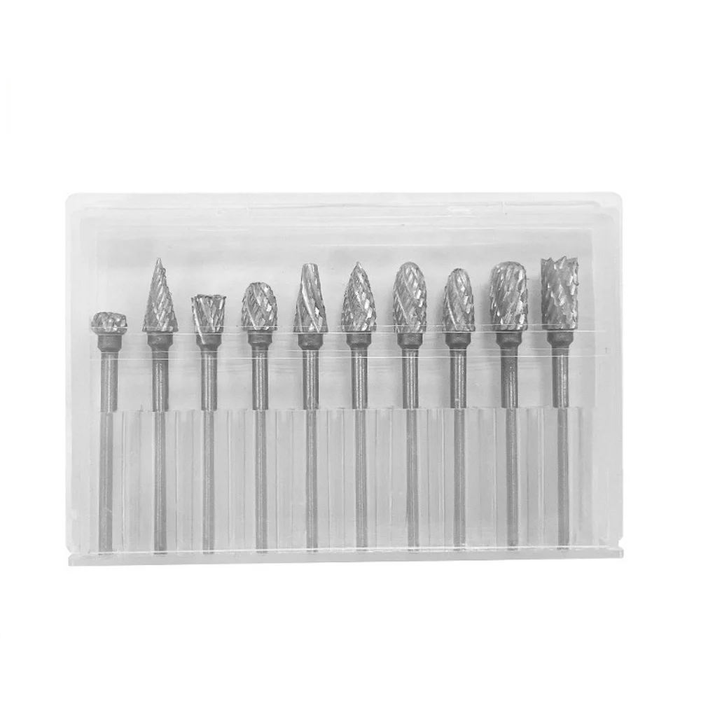 10pcs Rotary File Set Grinding Head for Metal Wood Deburring Polishing Carving Compatible with Most Rotary Tools
