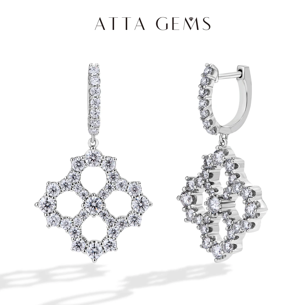 ATTAGEMS Luxury 3.25CTW D Color Moissanite Drop Earrings for Women High Quality S925 Sterling Silver Engagement Wedding  Jewelry