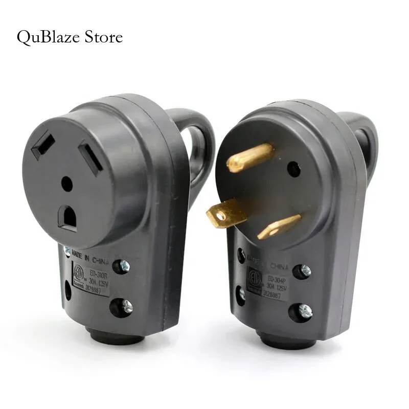 

ETL NEMA TT-30P US 125V 2-Pole 3-Pin RV Replacement 30A Electric Angle Plug For Travel Trailer