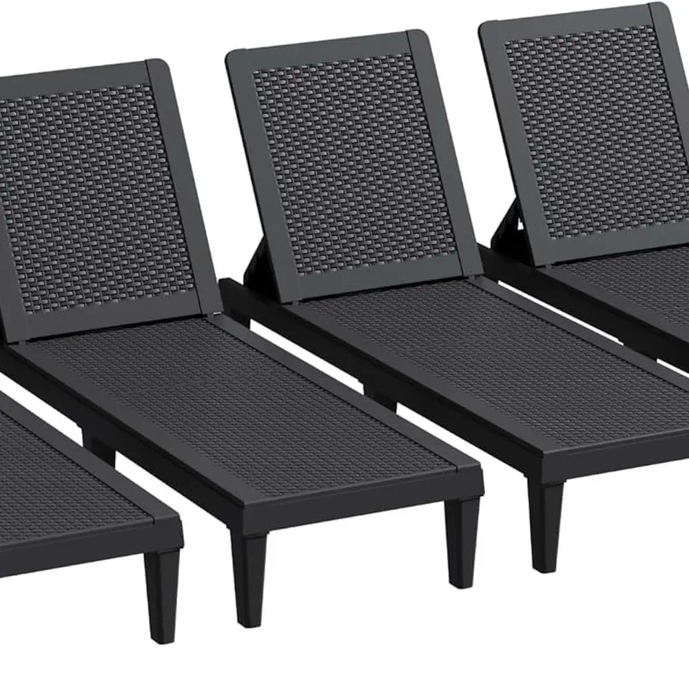 

Set of 4 Outdoor Adjustable Chaise Lounge Chairs with Waterproof PP Material for Garden, Pool, Beach, and Patio Use