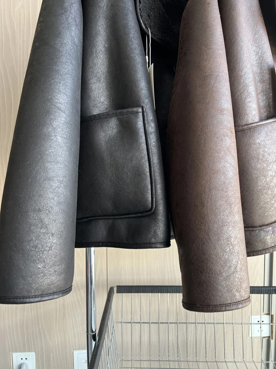 2025 Fall/Winter New Arrival Women's ZW Series Double-Sided Collar Oversized Long-Sleeve Jacket Warm Coat 3548246