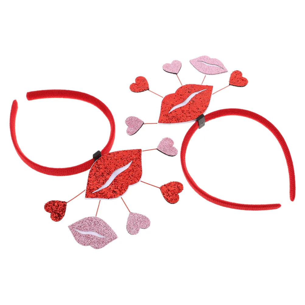 

2Pcs Romantic Heart Shaped Hairbands Valentine's Day Glitter Hair Accessories for Weddings Special Occasions Photoshoots