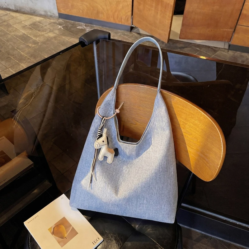 

New Denim Shoulder Bags for Women Large Capacity Fashion Versatile Canvas Tote Bag Casual Minimalist Underarm Commuting Bag
