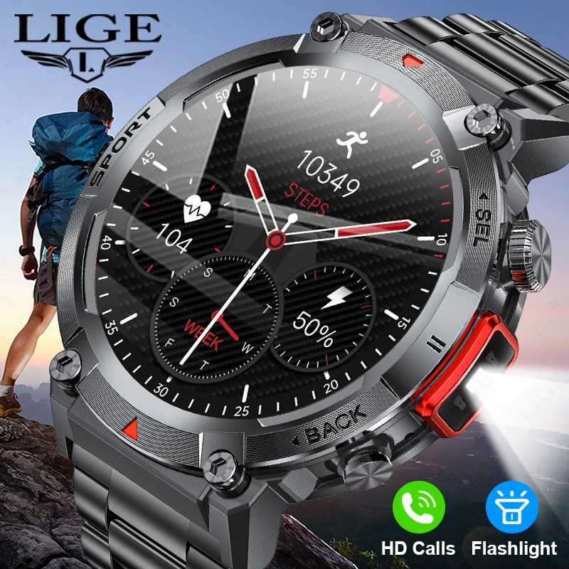 

LIGE Smart Watch Outdoor Fitness Sports Waterproof Bluetooth Call Bracelet Heart Rate Monitor LED Lighting Men Smartwatch 2024