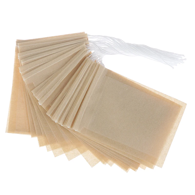 100Pcs/lot Empty Paper Tea Bags Filter Drawstring Teabags for Herb Loose Tea