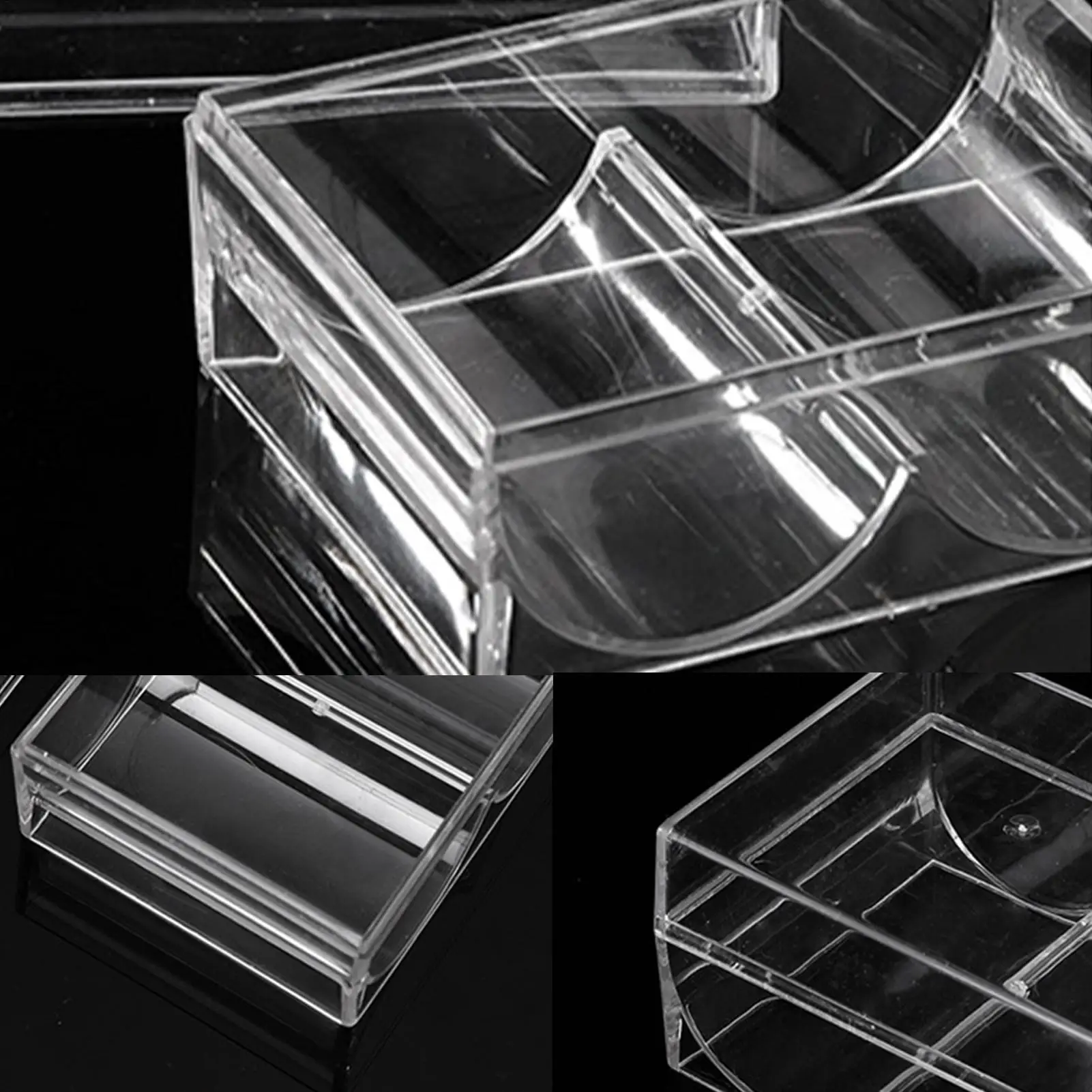 Clear Acrylic Poker Chip Box Poker Table Accessories 2 Slots Chip Carrier Holds 40 Standard-sized Chips For Home