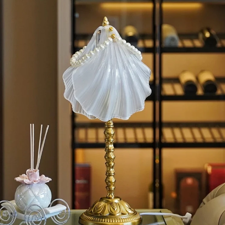 

Modern Luxury Pearl Shell Table Lamp - Artistic Design with Premium Texture, Ambient Lighting for Bedroom, Study & Home Decor