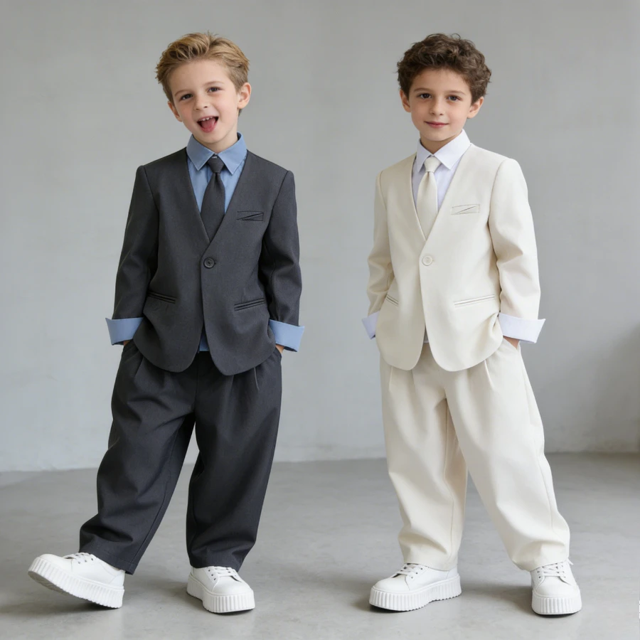 Kids Suit Spring New Boys Formal Tuxedo Set Blazer Tie Pants Set for Piano Host Speech Ceremony Toddler Boy School Outfit 8 10 Y