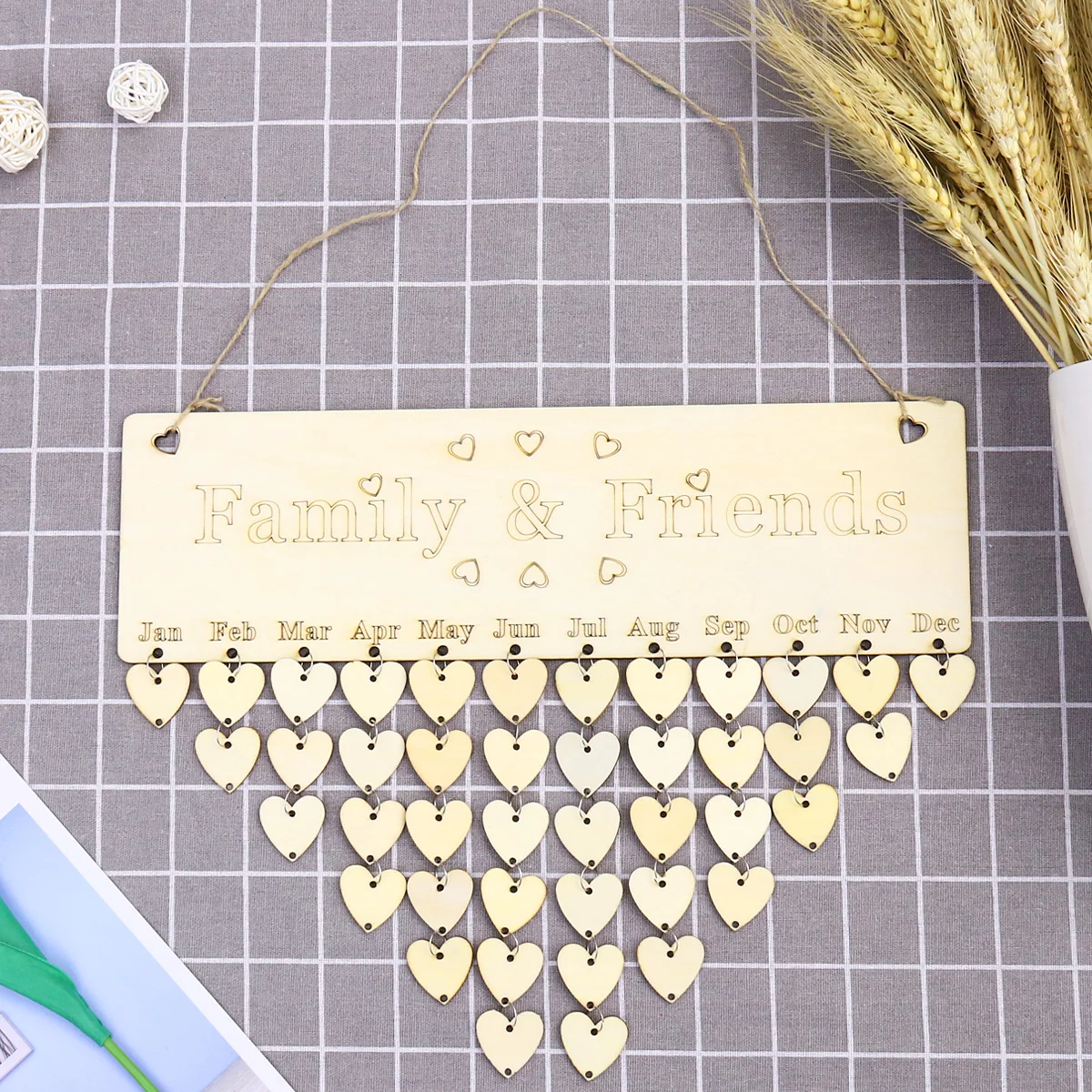 Home Accents Decor Memorial Gifts Wooden Board Calendar Decorate DIY Birthday Reminder