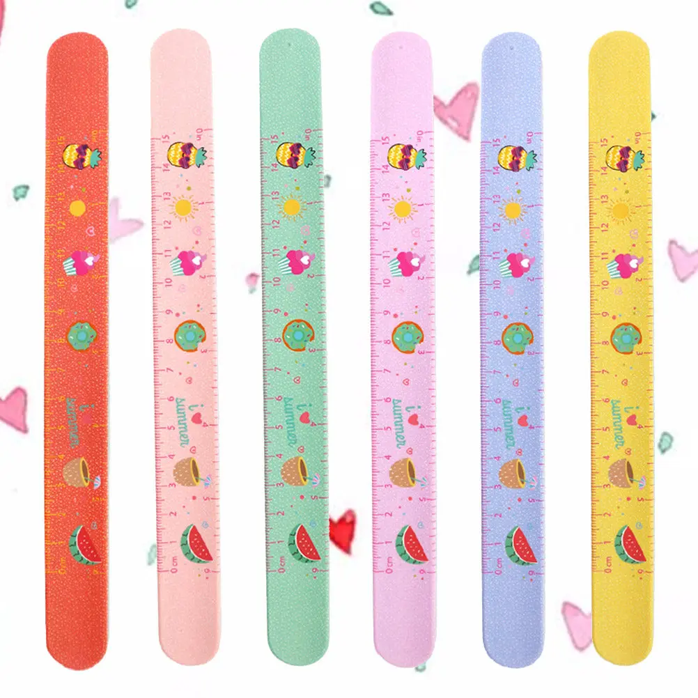 

Набор из 6 силиконовых браслетов с рисунком линейки, модные эластичные браслеты для детей, мальчиков и девочек, на день рождения