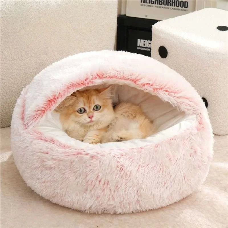 Shell Plush Cat Bed Nest Winter Comfortable Pet Bed Thicken Warmth Dog Mats Soft Stuffed Cat Mats Dog Supplies Pet Accessories