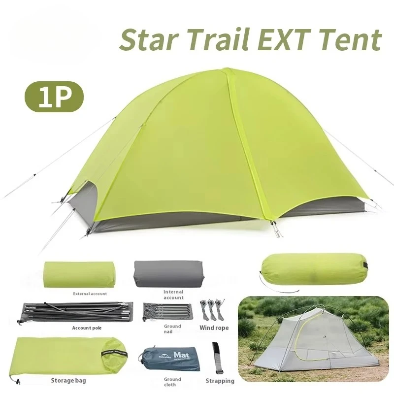 Hiking Tent Ultralight 10D Nylon Waterproof Outdoor Hiking Backpacking 1 Person Camping Overnight Tent