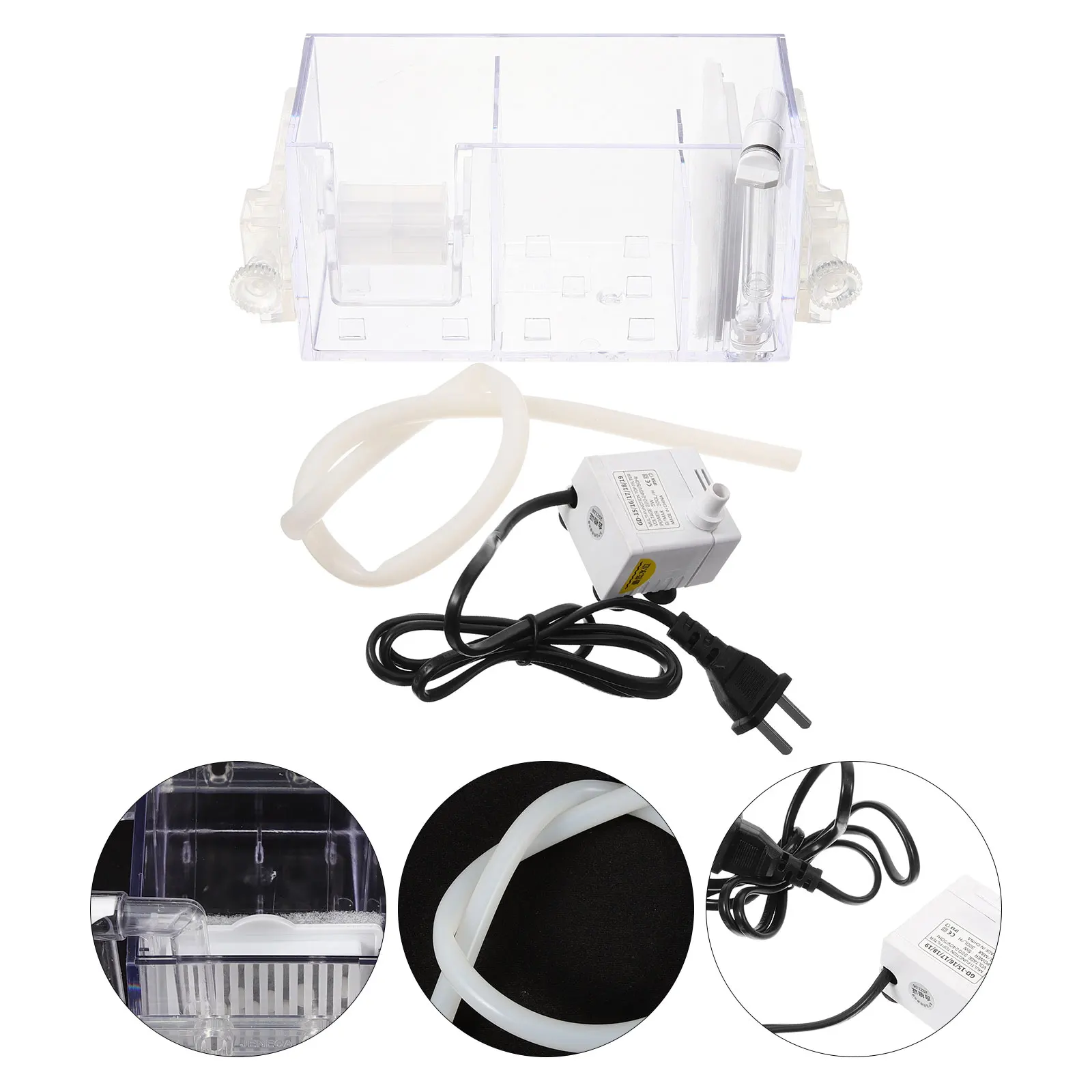 

Fish Tank Filter 3-in-1 15 Acrylic Filtration Box External Silent Wall Hanging with Pump Aquarium Supplies Clean Purification