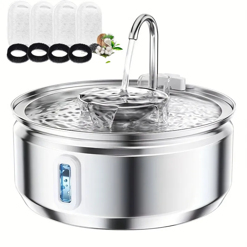 4-個フィルター自動猫噴水-32l-108-オンスステンレス鋼ペット噴水猫用飲料ボウル猫ウォーターディスペンサー