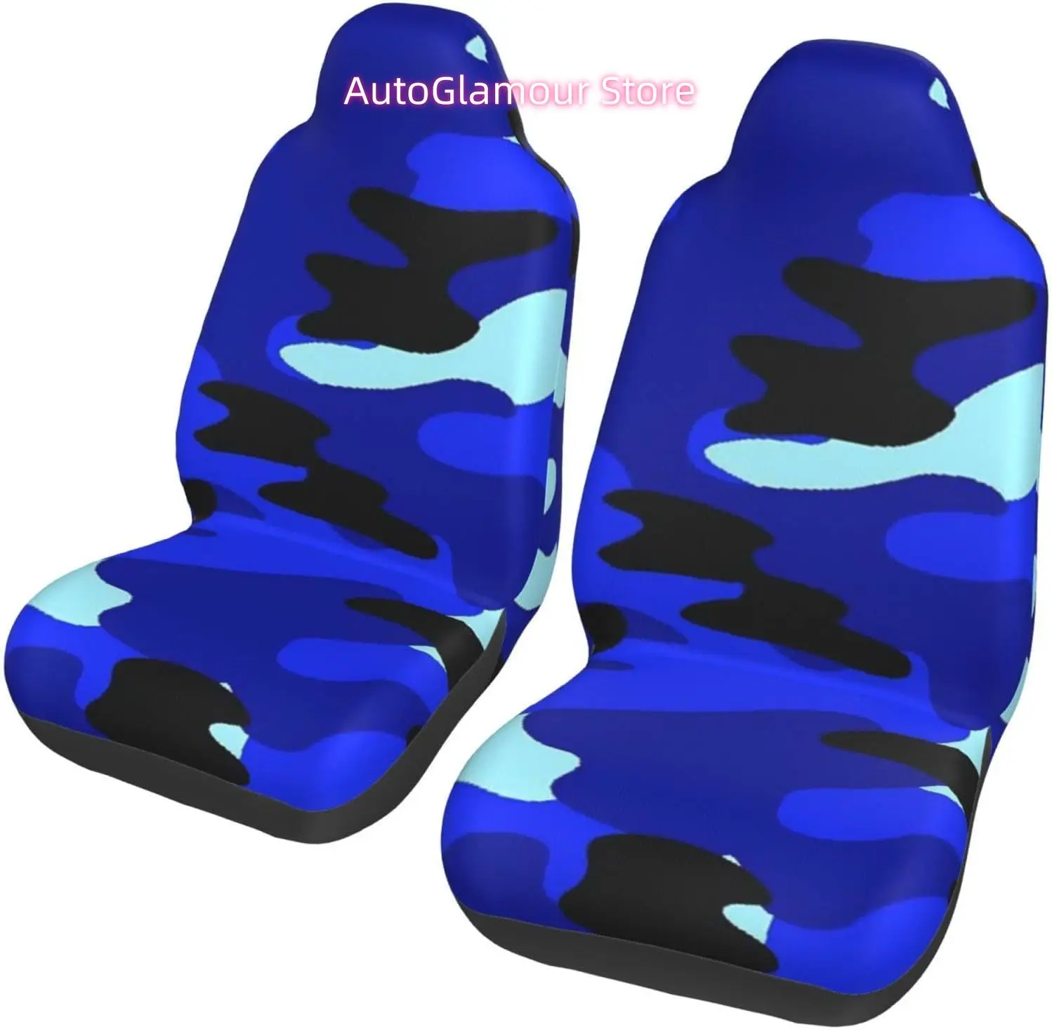 Soldier Blue Camo Pattern Universal Car Seat Covers 2-Piece Set - Stretch-to-Fit Front Seat Protectors for Cars, Trucks & Suvs |
