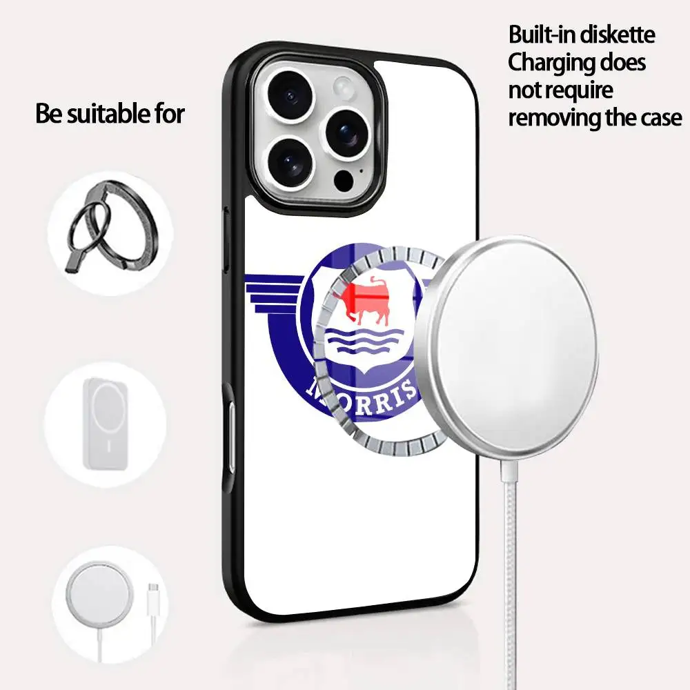 

M-Morris Phone Case For IPhone 16 15 14 13 12 11 Pro Max Plus Mini Magsafe Mirror Wireless Magnetic Cover