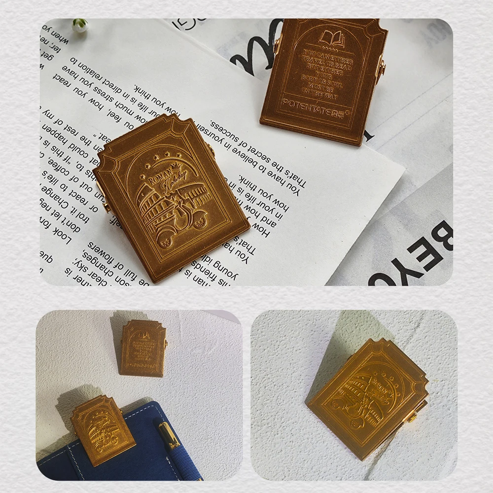 SeamiArt POTENTATE 1pc Retro Reise Clip Memory Glow Filme Metall Brief Clip Ticket Ordner Aquarell Handbuch Fixateur