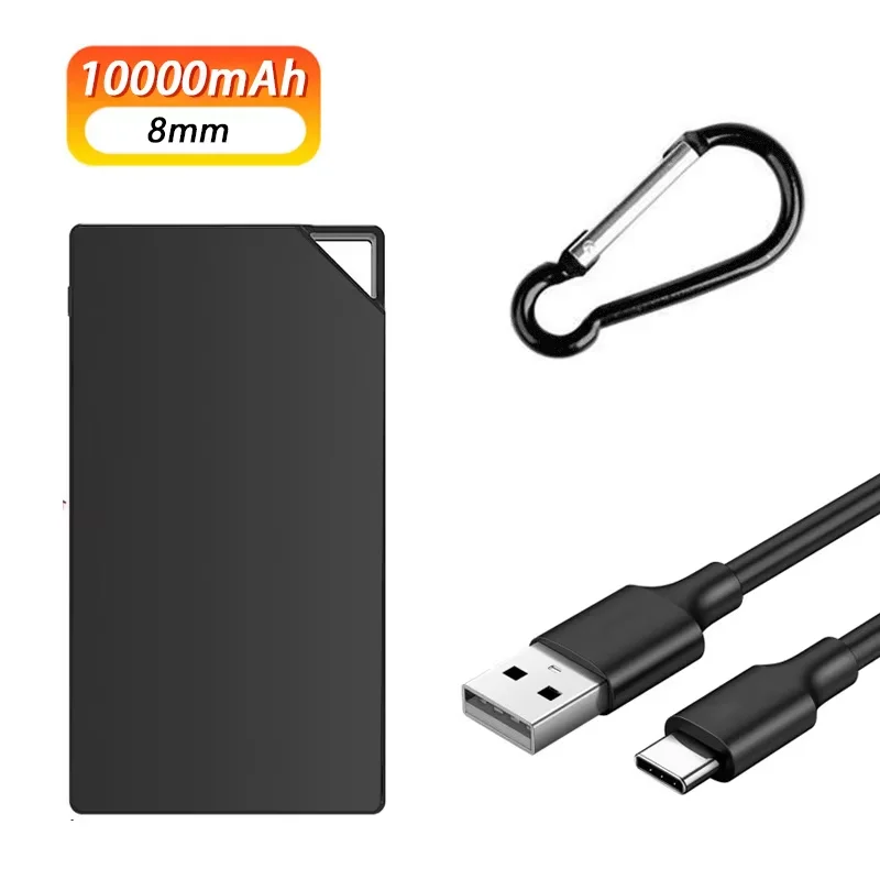 TNTOR Mini Portable Battery Large capacity 10000mAh Power Bank 8mm Ultra-thin Spare battery for iPhone 15 Xiaomi Huawei Samsung