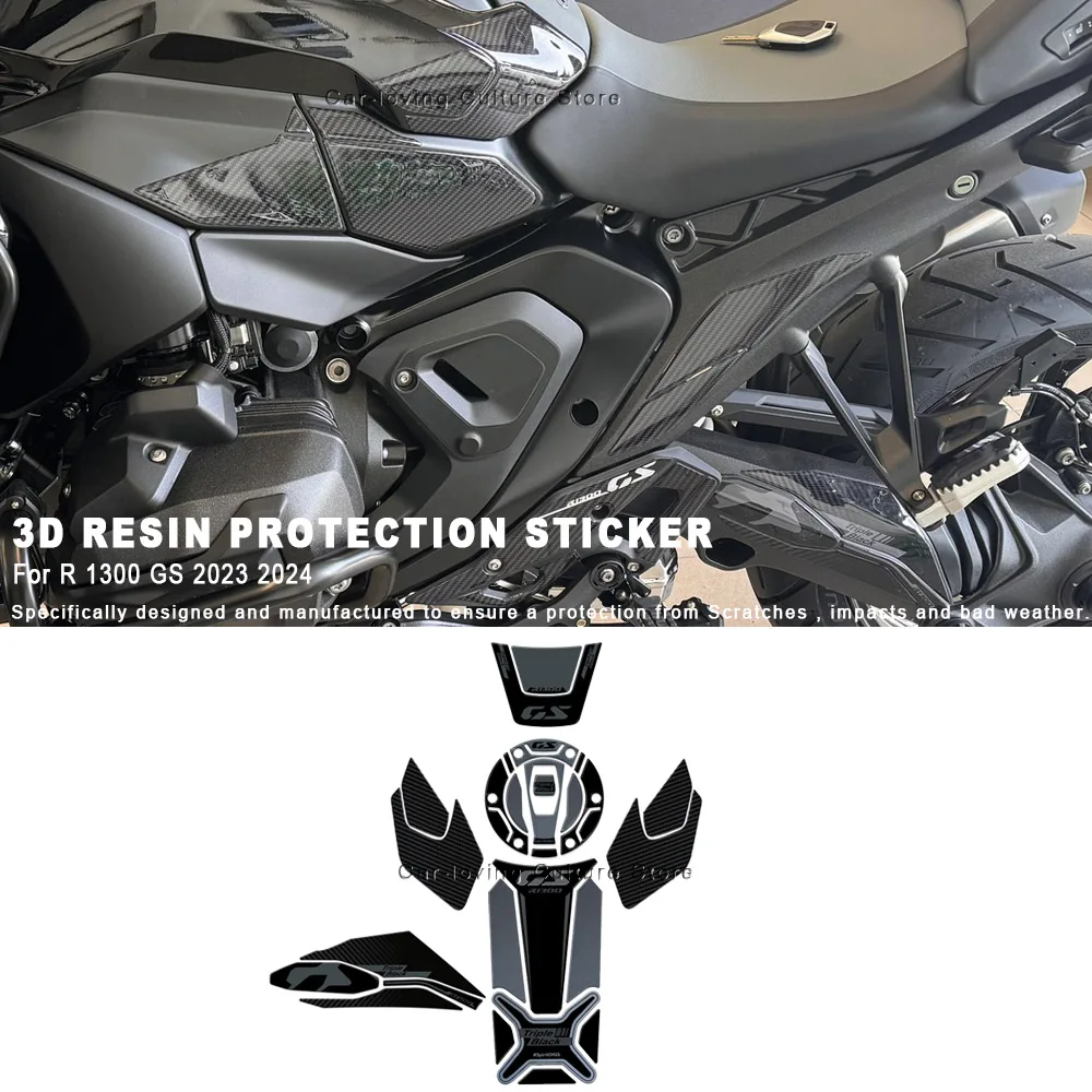 

For BMW R 1300 GS Triple Black 2023 2024 Motorcycle Accessories Gasoline Cap Sticker 3D Epoxy Resin Fuel Tank Protection Sticker